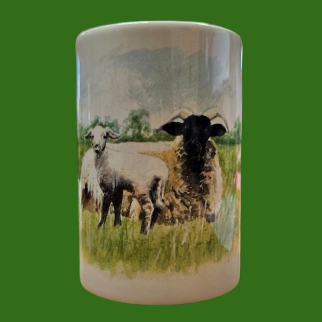 Norfolk Horn Sheep and Lamb Mug - Porcelain