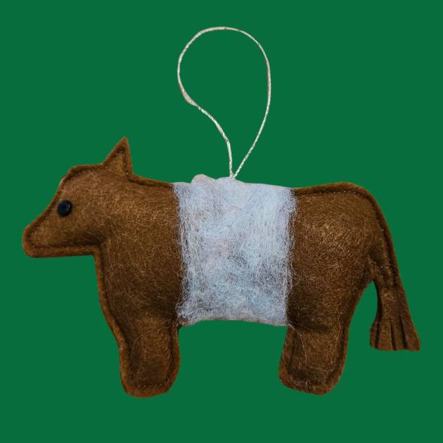 Red Feltie Beltie Cow Hanging Decoration