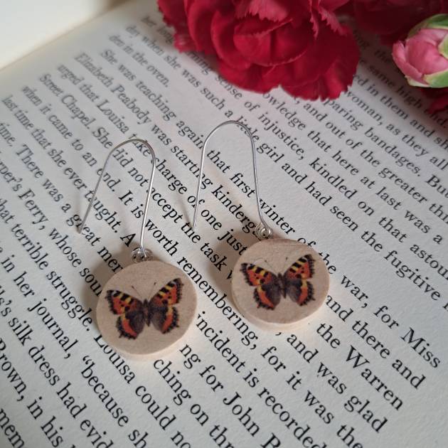 Brown Small Copper Butterfly drop earrings